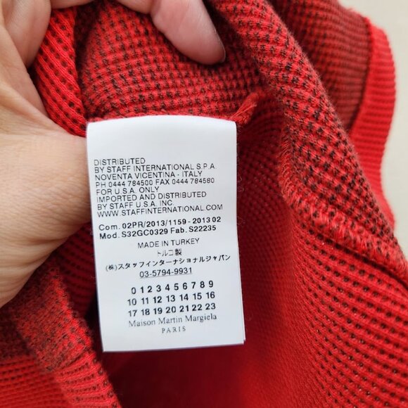 Maison Margiela MM6 Short Sleeve Waffle Knit Thermal Colorblock Top - Picture 8 of 10